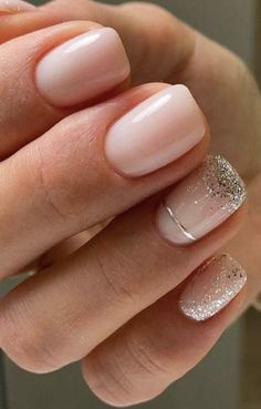 Simple Bride Nails, Gold Gel Nails, Sns Nails Colors, Simple Bride, Work Nails, Neutral Nails