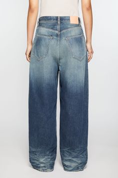 Wide-leg Jeans For Streetwear In Medium Wash, Oversized Dark Wash Jeans With Five Pockets, Oversized Rigid Denim Blue Jeans, Oversized Denim Bottoms, Dark Wash Wide Leg Cargo Jeans In Recycled Denim, Oversized Medium Wash Denim Pants, Medium Wash Wide Leg Recycled Denim Cargo Jeans, Wide Leg Medium Wash Recycled Denim Cargo Jeans, Oversized Medium Wash Denim Bottoms