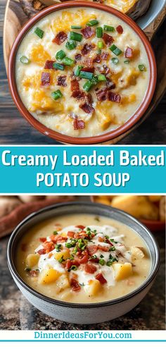 creamy loaded baked potato soup with bacon and cheese