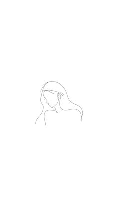 a line drawing of a woman's head with her hair pulled back and eyes closed