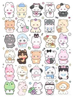 an assortment of stickers with different animals on them, all in pastel colors