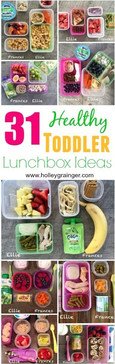 there are many different lunch boxes with food in them and the words 31 really toddler lunch box ideas