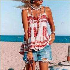 Buy More, SAVE More! Chaleco Casual, Slip Top, Legging Sport, Chic Type, Backless Top, Cute Tank Tops, Ethnic Print, Boho Print, Print Chiffon