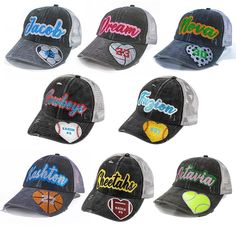 PRICES MAY VARY. Personalized Cap - This ball cap can be customized according to your favorite ball games, such as baseball, softball, football, etc. The athlete's name or team name can be added to the cap to express your love for a certain sport. Great Gift for Athlete - This cap is sun-proof, comfy to wear, breathable and suitable for customization for the entire team or an individual player. How to Customize - Click on "Customize Now" button to select the sport type, text color for the cap, a Embroidery Text, Football Numbers, Ball Logo, Embroidered Hat, Sport Hat, Hat Baseball, Hat For Women, Embroidered Hats, Cricut Projects Vinyl