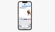 an iphone with the texting app on it and a dog's face next to it