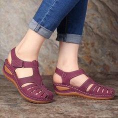 Summer Sandals Wedge, Vintage Sandals, Summer Wedges, Walking Sandals, Breathable Shoes, Womens Wedges, Open Toe Sandals