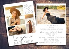 two photos are shown on the front and back of this graduation announcement