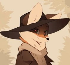 a drawing of a fox wearing a hat and scarf