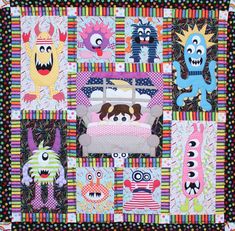 Silly Monsters Quilt Pattern by Quilture Monster Quilt Pattern, Monster Quilt, Silly Monsters, Paper Quilt, Coordinating Fabrics, Monsters Inc, Riley Blake Designs, Bedtime Stories, Size Pattern