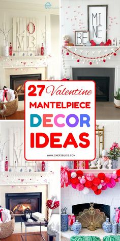 valentine's day mantelpiece decor ideas with red, white and green decorations