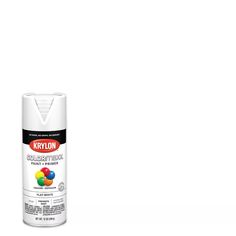 a white spray can with the words krylon on it and an image of a rainbow