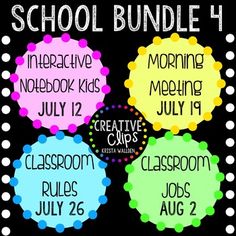 the back to school bundle for kids with colorful circles and dots on it, including an interactive