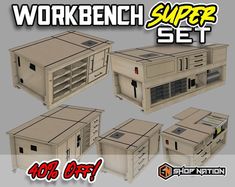 the workbench super set is ready to be assembled and shipped in your choice of materials