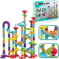 the marble run set is in its box