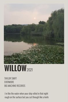 the cover of willow magazine, featuring an image of water lilies and trees in the background