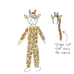 a child's drawing of a giraffe costume and an antelope