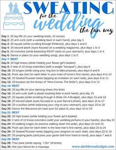 Tired of BORING 30-day workout challenges? I get it! This Sweating For The Wedding The Fun Way 30-day workout challenge from www.abrideonabudget.com is SO MUCH more fun and PERFECT for a bride-to-be. Beachbody Workout, Workout Challenges, Challenge Fitness