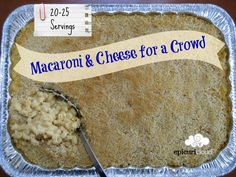 macaroni and cheese for a crowd in a pan with a measuring tape on it