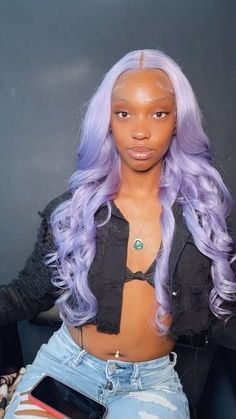 Lavender Wigs For Black Women, Lavender Hair Black Women, Purple Lace Wig, Frontal Install, Pastel Wig