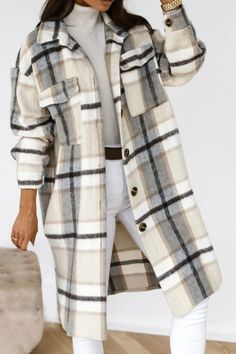 Long Plaid Coat, Plaid Winter Jacket, Winter Plaid, Coat Women Fashion, Checked Jacket, Plaid Coat, Fall Coat, Plaid Fashion