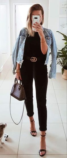 Jean Jacket Outfits, Black Jeans Outfit, Gucci Outfits, Stylish Clothes For Women