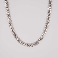 ***NEW*** Our most exclusive, HEAVY, solid silver high end, Italian made chain. Our chains give you that fresh look. It’s no secret that Italian-made jewelry is the most desired in the world, which is why we chose to bring it to you. Designed to be worn at work, gym, and an evening out, your unique pieces are made to live with you, from the classic every day to modern statement. We only use the finest precious metals in our chains. These chains are hand made with fine 925 solid silver and we top Classic White Gold Chunky Chain Jewelry, Classic White Gold Jewelry With Chunky Chain, Formal Stainless Steel Chain Necklace, Classic Formal Stainless Steel Chain Necklace, Modern Necklace With Solid Cuban Link Construction, Luxury Stainless Steel Chain Link Necklaces, Luxury Stainless Steel Chain Link Necklace, Classic Stainless Steel Cuban Link Necklace, Classic Cuban Link Necklace With Polished Finish