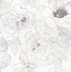 black and white drawing of flowers with leaves