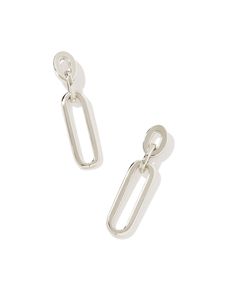 Make any look feel modern with the Heather Linear Earrings. Featuring oval chain links and a sleek metal silhouette, these earrings have a contemporary feel that adds some edge to any outfit. Linear Earrings, Double Band Rings, Sterling Silver Rings Bands, Chain Links, Gold Band Ring, Silver Band Ring, White Gold Band, Brass Material, Sterling Silver Bands