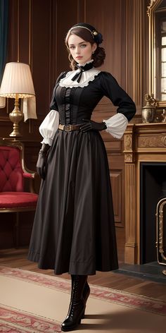 Steampunk Fashion Women Victorian, Elegant Victorian Dresses, Modern Victorian Outfits, Victorian Outfits Women, Victorian Clothing Women, White Bathroom Decor Ideas, Victorian Steampunk Costume, Victorian Steampunk Fashion