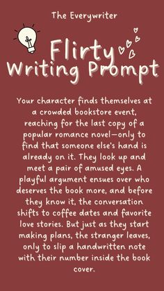 Looking to ignite your creativity with some fresh ideas? This romance writing prompt is perfect for adding depth to your characters and exploring themes like 2nd chance romance or boss romance dynamics. Save this to your 'writing prompts' board and use it to inspire your next story, whether it’s for a 30-day writing challenge or just to beat writer's block. Perfect for aspiring authors looking to create unforgettable character names and compelling plot twists! Writing Prompts Romance, Writing Prompts Funny, Daily Writing Prompts