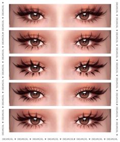 four different types of eyes with long lashes