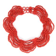 Kera Necklace Red Handwoven Necklace For Gift, Unique Handwoven Necklaces For Gifts, Unique Red Handwoven Necklace, Artisan Handmade Choker Jewelry, Red Handwoven Necklace, Handwoven Red Necklace, Artisan Choker Necklace, Unique Adjustable Handwoven Necklace, Handmade Elegant Necklaces For Festivals