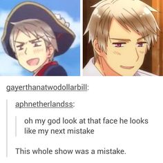 two anime characters, one with an angry look on his face and the other without