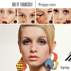 50 Makeup Tutorial, Twiggy Costume Halloween, 60s Inspired Makeup Hooded Eyes, 60s Makeup Tutorial Hooded Eyes, Mod Makeup Hooded Eyes, 60s Makeup Looks Hooded Eyes, Twiggy Makeup Hooded Eyes, Twiggy Makeup 70s, 60s Eye Makeup Hooded Eyes