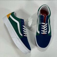 Brand: Vans Off The Wall Style: Old Skool Sneakers Color: (Vans Yacht Club) Blue/Green/Yellow/White Condition: Brand New, No Box. Comes With An Extra Set Of Laces. See All Photos For Details. Size: Us Women's 7.0 / Men's 5.5 -Low Top Sneakers -Canvas And Suede Upper -Lace Up Closure -Signature Rubber Waffle Outsoles Blue Color Block High-top Sneakers, Casual Blue Skate Shoes For Spring, Retro Blue Low-top Skate Shoes, Blue Low-top Skate Shoes For Spring, Blue Color Block Sneakers With Round Toe, Spring Blue Low-top Skate Shoes, Casual Blue Canvas Skate Shoes, Multicolor Casual Skate Shoes For Spring, Casual Multicolor Skate Shoes For Spring