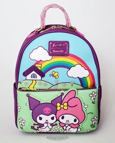 Cute Multicolor Backpack For Disney Trips, Cute Standard Backpack For Theme Parks, Cute Standard Backpack For Theme Park, Playful Multicolor Bag For Theme Park, Cute Backpack For Back To School And Theme Park, Sanrio Backpack, My Melody And Kuromi, Melody And Kuromi, Lining Pattern