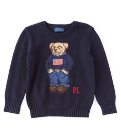 Shop for Polo Ralph Lauren Little Boys 2T-7 Americana Polo Bear Sweater at Dillard's. Visit Dillard's to find clothing, accessories, shoes, cosmetics & more. The Style of Your Life. Polo Bear Sweater, Random Wishlist, Baby Polo, American Flag Sweater, Bear Sweater, Mode Zara, Bday Gift, Ralph Lauren Pullover, Pullover Outfit