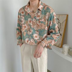 SPECIFICATIONS Material: Polyester Shirts Type: Casual Shirts Applicable Scene: Casual Style: Casual Origin: Mainland China Sleeve Length(cm): Full Applicable Season: Spring and Summer Gender: MEN Item Type: Shirts Place Of Origin: China (Mainland) Collar: Turn-down Collar Closure Type: Single Breasted Sleeve Style: Regular Fabric Type: Broadcloth Pattern Type: Floral update.23.09 Men’s Long Sleeve Button Up, Patterned Mens Shirt, Unique Men Clothes, Flower Outfits Men, Colorful Man Outfit, Cute Clothes Men, Pretty Outfits Men, Whimsical Mens Fashion, Feminine Clothes For Men