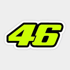 the number 46 sticker is shown in neon yellow and black on a white background