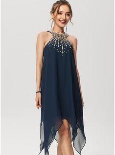 JJ's House Beading Chiffon Scoop Spring Summer A-line Plus General Back Zip Sweet & Flow Night Out Sparkle & Shine High Low Elegant Dark Navy No Asymmetrical Blue Model Name:Maria  Height:5.7ft（175cm）  Bust:43in（109cm）  Waist:34in（86cm）  Hips:46in（116cm） Custom Size. #JJ's House #Beading #Chiffon #Scoop #Spring #Summer #Aline #Plus #General #BackZip #Sweet&Flow #NightOut #Sparkle&Shine #HighLow #Elegant #DarkNavy #No #Asymmetrical #Blue #CustomSize #Sle A Line Cocktail Dress, Chiffon Cocktail Dress, Satin Cocktail Dress, Two Piece Homecoming Dress, Dresses Chiffon, Mob Dresses, Beaded Chiffon, Lace Homecoming Dresses, Chiffon Prom Dress