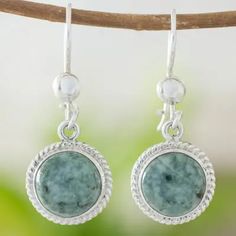 Hand Made Sterling Silver Dangle Jade Earrings - Mixco Moon | NOVICA Jade Earrings, Green Gems, Jade Jewelry, Jewelry Packaging, Pearl Drop Earrings, Jewelry Gift Box, Free Jewelry, Jewelry Art, Sterling Silver Earrings