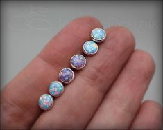 Opal Stud Earrings (6mm) - LE Jewelry Designs Dainty Hypoallergenic Opal Earrings, Adjustable Nickel-free Opal Earrings, Hypoallergenic Round Opal Jewelry, Dainty Round Sterling Silver Cartilage Earrings, Dainty Silver Opal Earrings, Mood Jewelry, Opal Stud Earrings, Earrings Opal, Studs Gold