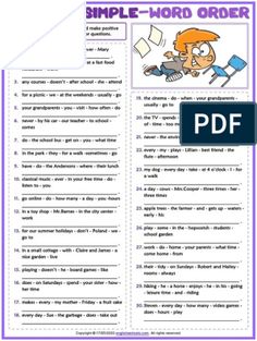 the printable worksheet for word order