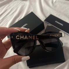 Authentic Chanel Sunglasses - With Gold On The Side Polarized Comes With Box, Lens Cloth, Everything Shown In Pictures Chanel Glasses, Sun Glass, Chanel Sunglasses, Chanel Accessories, Rich Girl, Chanel Black, Black Sunglasses, Christmas Wishlist, On The Side