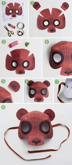 step by step instructions on how to make a paper animal mask for kids and adults