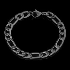 Material: Stainless Steel Color: Black Length: 8.75in Width: 0.375inWeight: 24grams 3-Year Warranty on All Watches Free Ground Shipping On Orders $149+ All Orders Ship Same Day or Next Day *In some instances, the colors in the images may slightly differ from the real product. Black Metal Chain Bracelet With Stainless Steel Clasp, Classic Black Link Jewelry, Adjustable Black Metal Cuban Link Bracelet, Black Metal Cuban Link Bracelet As A Gift, Black Chain Link Jewelry With Solid Construction, Black Chain Link Jewelry With Lobster Clasp, Black Cuban Link Bracelet As Gift, Black Metal Cuban Link Chain Bracelet, Black Metal Bracelet With Lobster Clasp