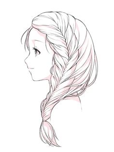 Braid Hairstyle Drawing, Draw Braids Step By Step, Hairstyle Steps, Drawing Hair Braid, Body Tutorials, Draw Braids, Ponytail Drawing, Rope Drawing