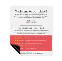 an email form for a website with five stars on the front and four stars on the back