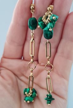 Add a touch of natural beauty to your jewelry collection with these striking brass earrings adorned with stunning malachite stones and gold plating. The detailed design and high-quality materials make these unique earrings a luxurious accessory that exudes sophistication. Be the only one to own these exclusive earrings, making them a treasure that will enhance your individual style. Whether you're gifting them to a loved one or treating yourself to something special, these earrings are sure to be a timeless and elegant addition to any ensemble. Care Instructions: To ensure your necklace maintains its beauty for years to come, we recommend following these simple care tips: 1. Avoid contact with water, perfumes, and cosmetic products. 2. Remove the necklace before sleeping, exercising, or sh Touch Gift, Gold Touch, Malachite Earrings, Earrings Making, Malachite Stone, Detailed Design, Cosmetic Products, Touch Of Gold, Brass Earrings