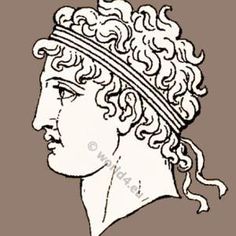 an ancient drawing of a man with curly hair